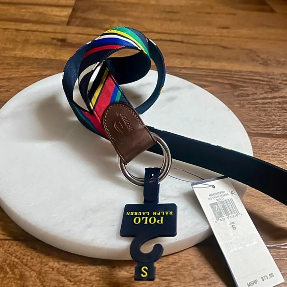 Polo by Ralph Lauren ~Men’s Size Small ~ USA Striped Multicolor Tennis Belt ~New Belts